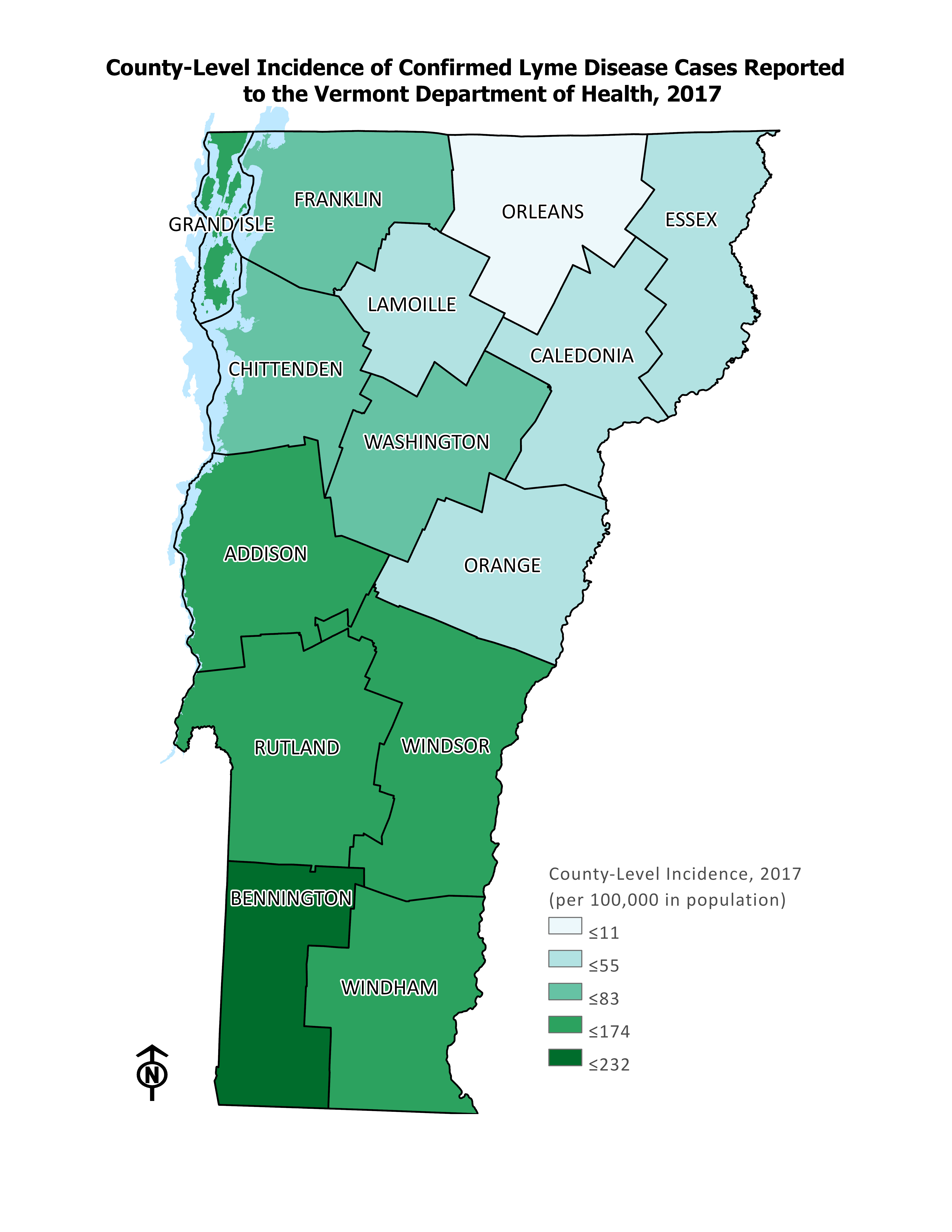 Lyme Confirmed County Incidence - 2017 Lyme Confirmed County Incidence - 2017