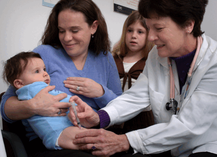 Infant receiving a vaccine Infant receiving a vaccine