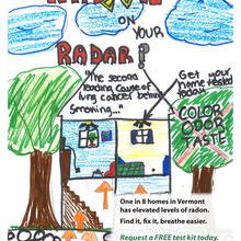 1st Place VT Radon Poster Contest: showing how radon seeps into house from the ground.