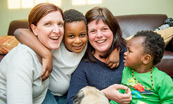 two Vermont moms with their two little boys
