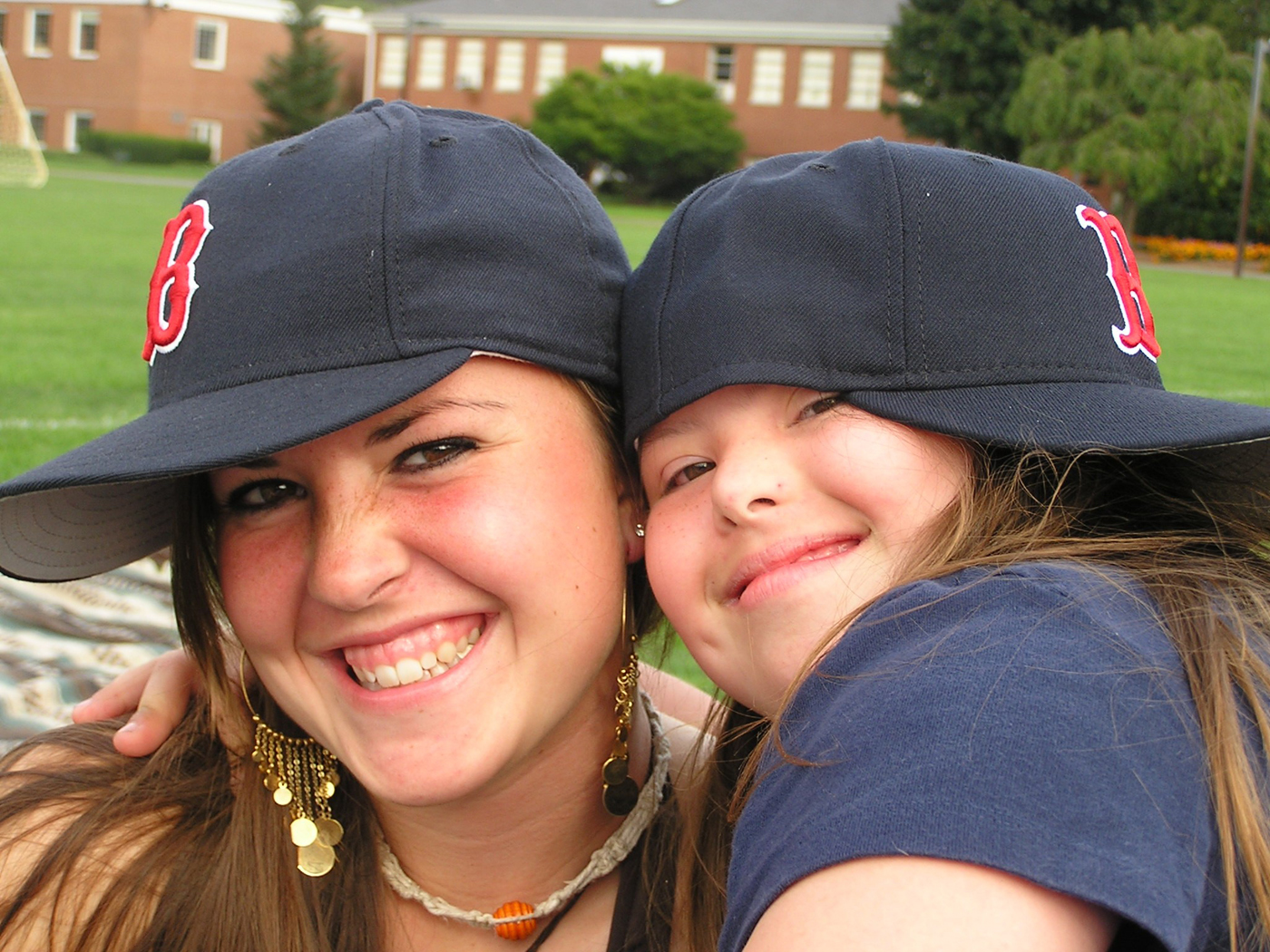 two girls smiling