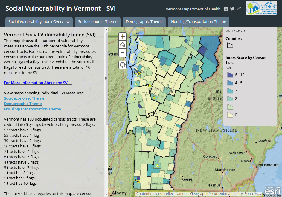 Vermont Social Vulnerability Index Vermont Social Vulnerability Index Tracking EPHT Health