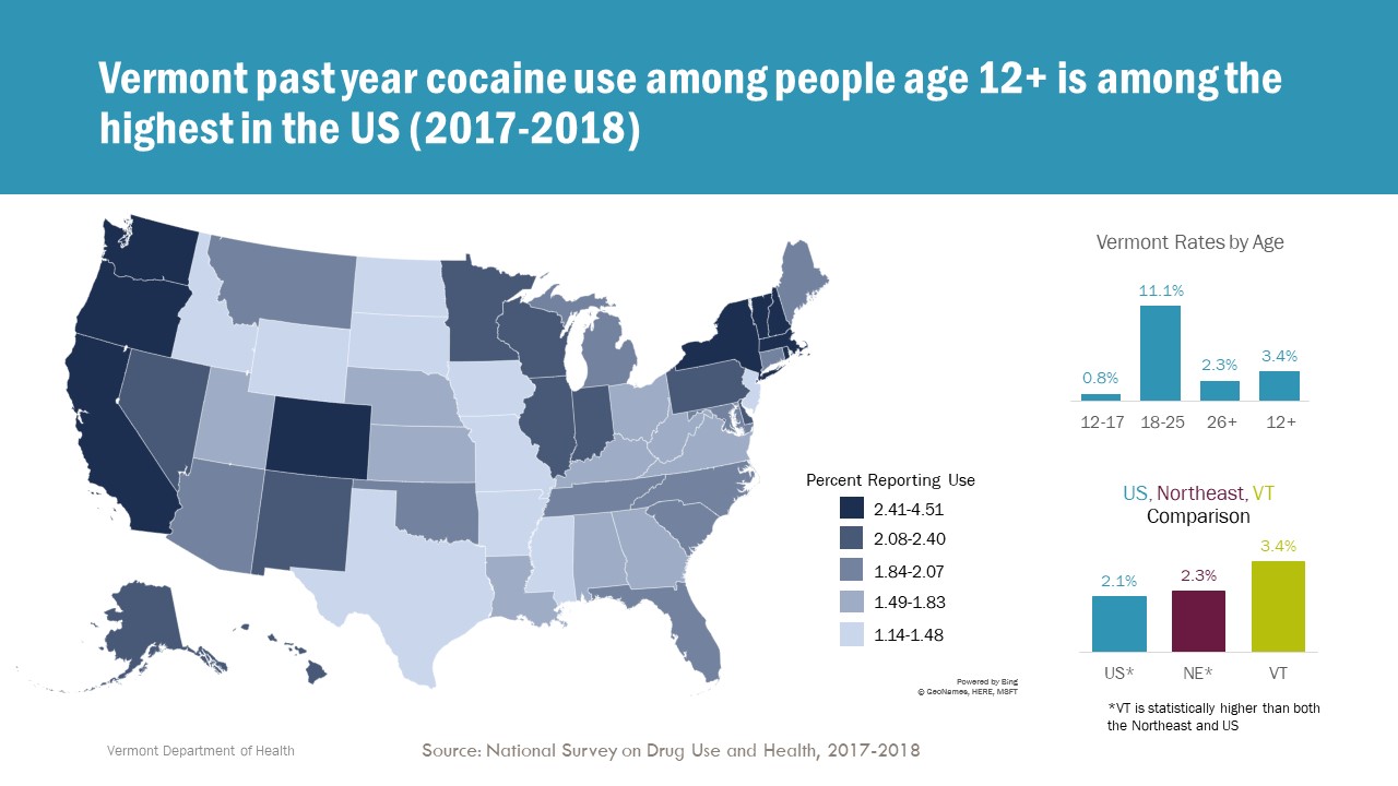 National Survey on Drug Use and Health 2017-2018 Cocaine Use Map