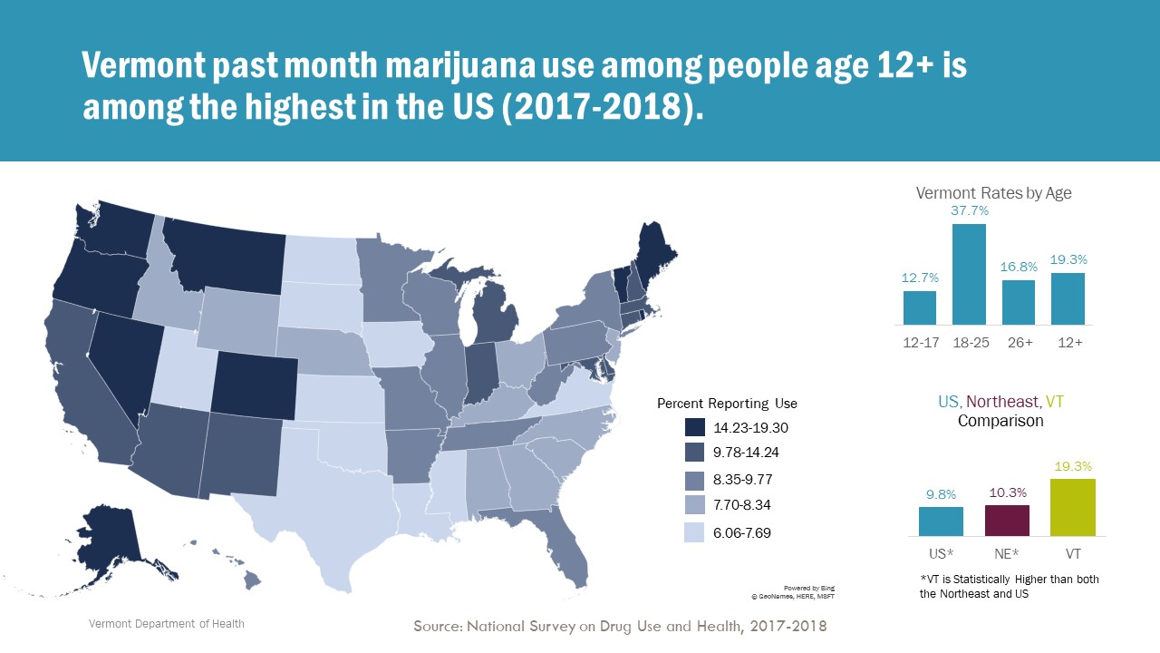 National Survey on Drug Use and Health 2017-2018 Marijuana Use Map