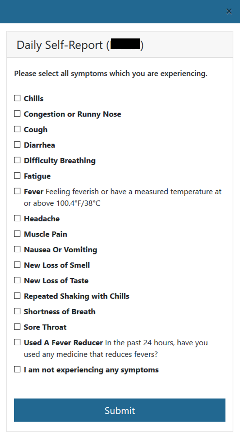 list of symptoms