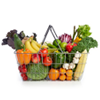 Shopping basket with fruits and vegetables