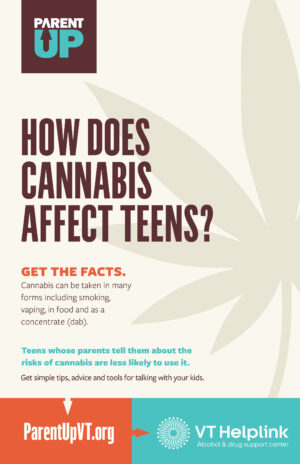 Parent up cannabis and youth poster