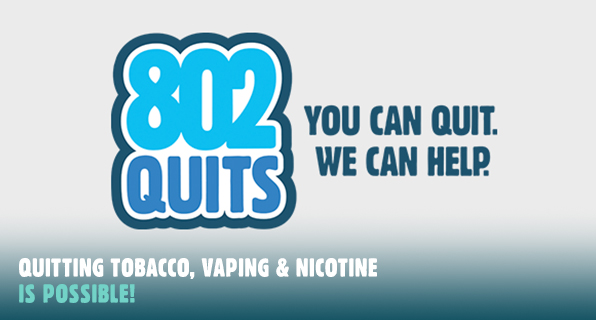 The 802Quits logo reminds Vermonters that they can quit tobacco and nicotine