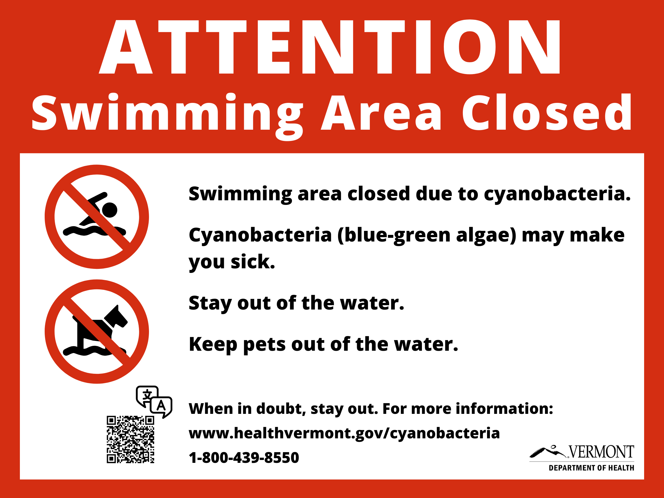 attention swimming area closed