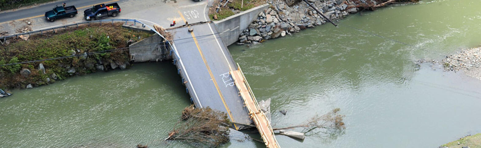 flooded bridge during Tropical Storm Irene