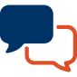 Conversation icon in blue and red