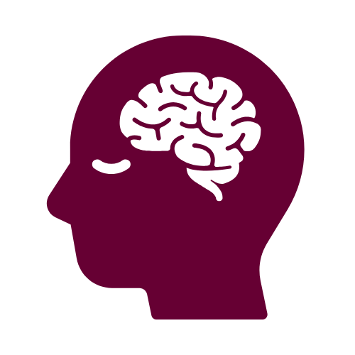maroon head and white brain
