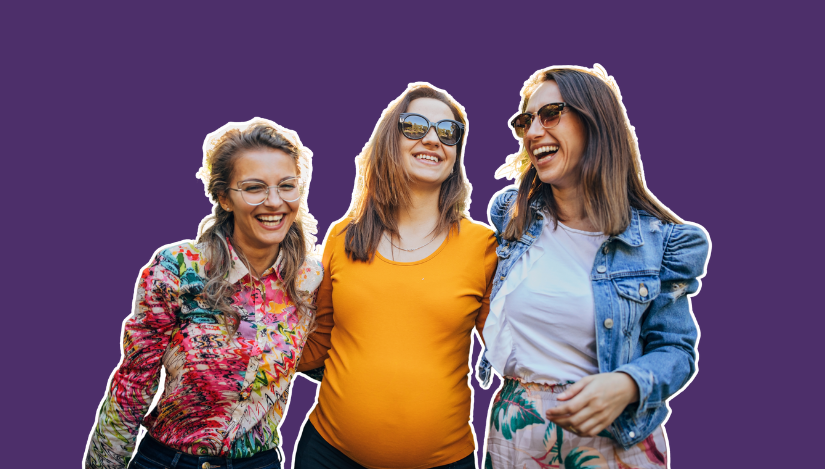 Pregnant woman and friends