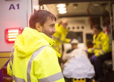 Looking into an ambulance