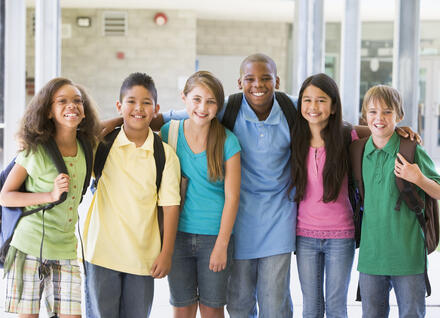 school children smiling