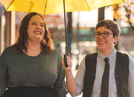 couple under umbrella