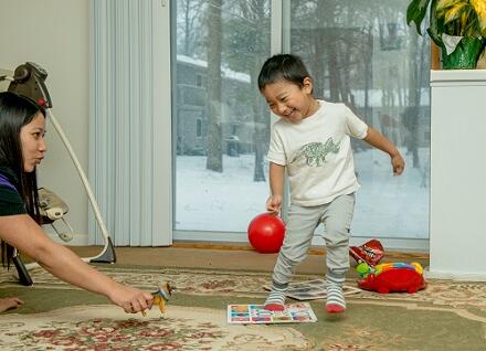 young boy playing