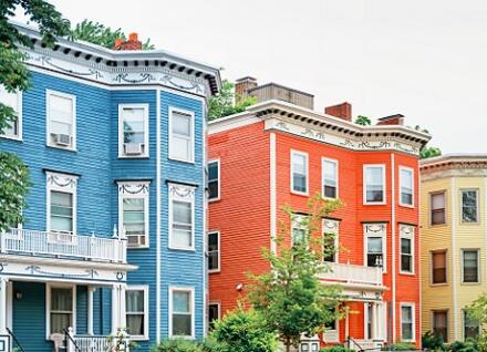 brightly colored houses brightly colored houses