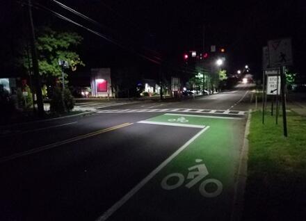 bike lane at night