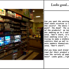 Woodstock Union Middle School Tobacco Product display behind a convenience store counter
