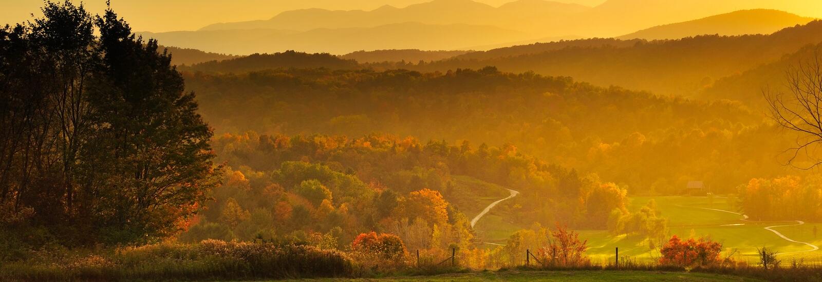 Hazy sunset in Vermont.