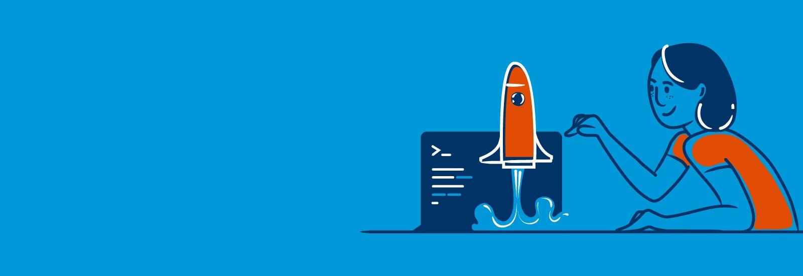 person launching model rocketship