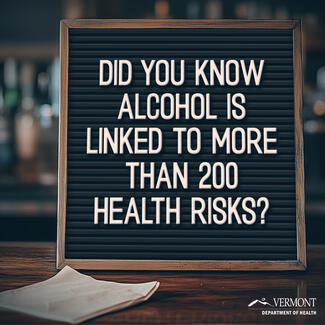 Sign on a bar that reads, "Did you know alcohol is linked to more than 200 health risks?"