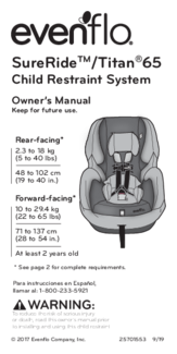 an image of the Evenflo Sureride Titan 65 car seat manual.