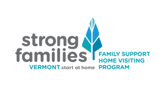 Blue Strong Families Vermont. start at home Family Support Home Visiting Logo