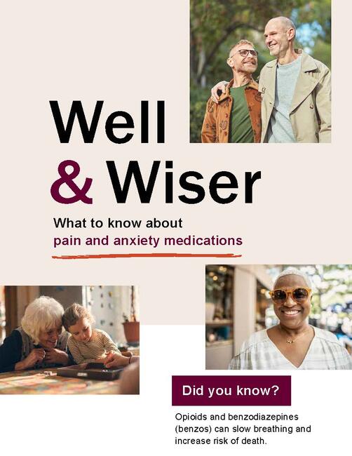 The cover of a brochure covering opioid use and the aging body.
