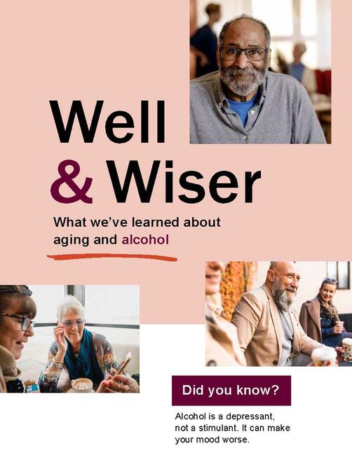 The cover of a brochure covering alcohol use and the aging body.