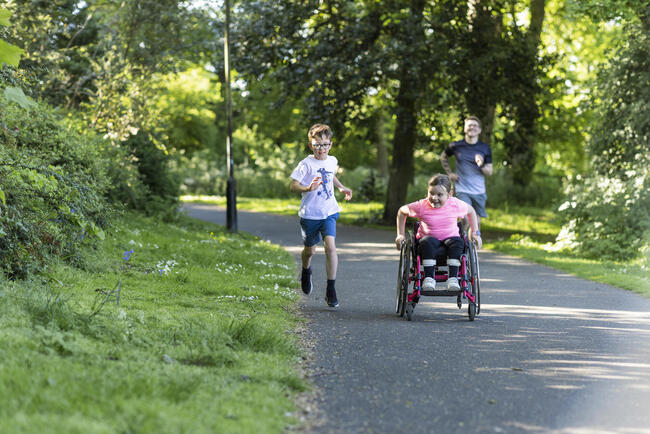 Wheelchair user on public park