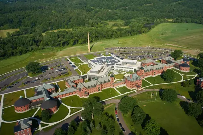 View of the Waterbury State Office Complex from above.