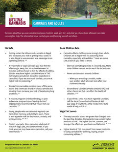 Cannabis Use And Adults Vermont Department Of Health