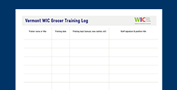 Vermont WIC Grocer Training Log