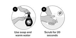 graphic that shows four steps to washing hands and says "Don't spread germs. Wash your hands."