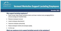 Image of Vermont Worksites Supporting Lactating Employees factsheet.