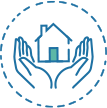 Icon of open hands holding a home