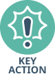 Key action icon with a highlighted exclamation point