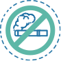 No-smoking icon showing a slash between a cigarette with smoke coming out of it