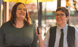 couple under umbrella