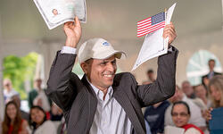 Vermonter at new American citizenship ceremony Vermonter at new American citizenship ceremony